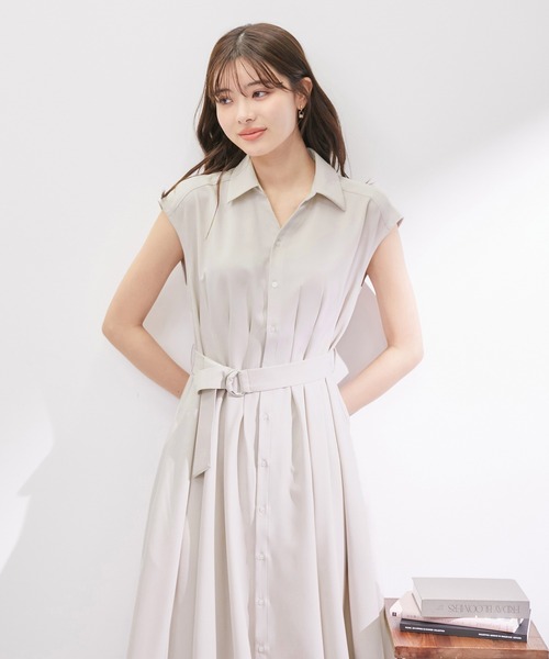 ロペピクニック　シャツコンシャスフレンチスリーブワンピース　ネイビー　L ROPE' PICNIC（ロペピクニック）の「【3サイズ展開】シャツ