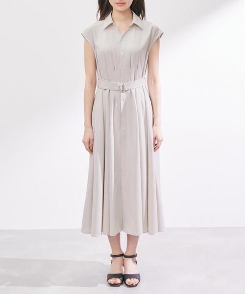 ROPE' PICNIC（ロペピクニック）の「【3サイズ展開】シャツコンシャスフレンチスリーブワンピース（シャツワンピース・レディース・ベージュ/ネイビー・40/38/36）」の12枚目の写真