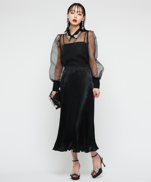 Narcissus（ナルシス）の「メタリックプリーツスカート（スカート・レディース・ベージュ/ブラック・FREE）」の11枚目の写真