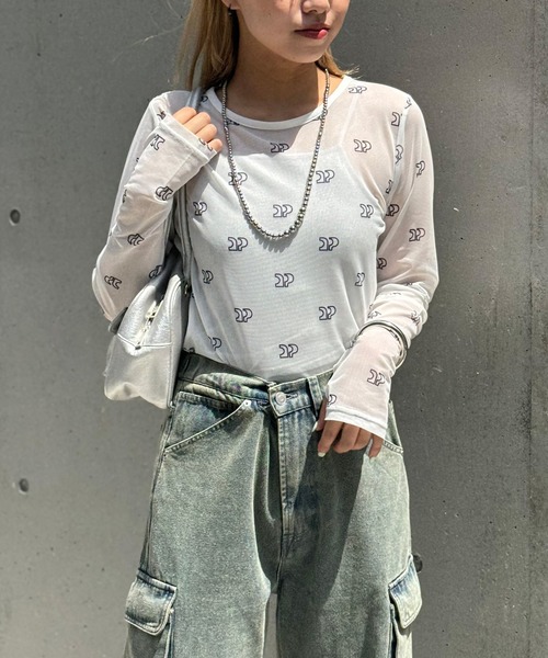 CIAOPANIC(チャオパニック)の「CP総柄ロゴシアーTEE(Tシャツ/カットソー・レディース・グレー/ブラック/ホワイト・FREE)」の1枚目の写真