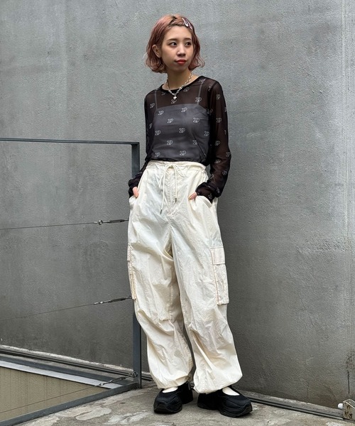 CIAOPANIC(チャオパニック)の「CP総柄ロゴシアーTEE(Tシャツ/カットソー・レディース・グレー/ブラック/ホワイト・FREE)」の11枚目の写真