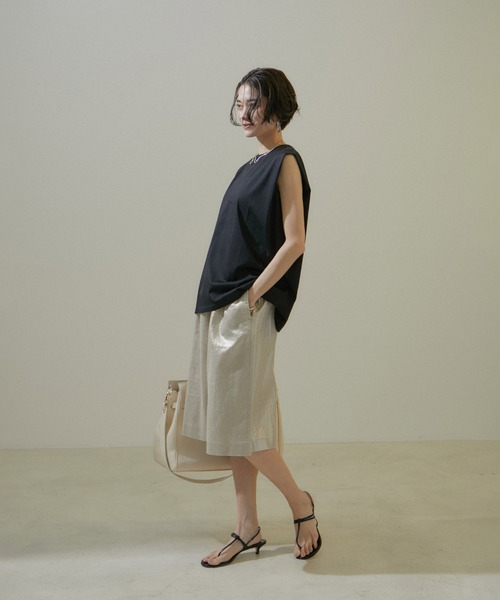 SALON adam et rope'（サロン アダム エ ロペ）の「プリマベールショルダータックノースリーブプルオーバー［UVケア・洗える］（Tシャツ/カットソー・レディース・ホワイト/チャコールグレー/ブラック/ピンク・FREE）」の5枚目の写真