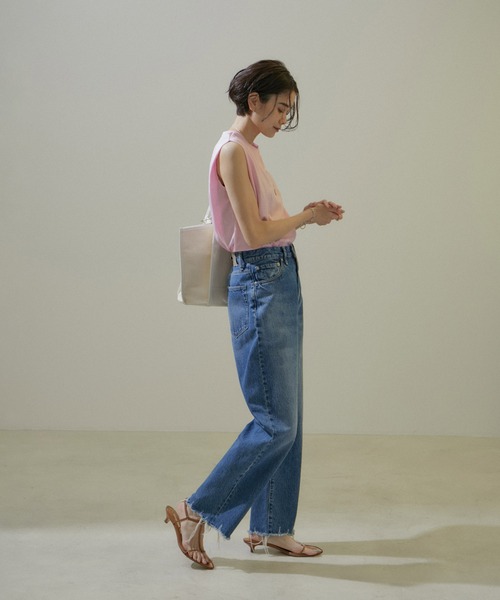 SALON adam et rope'（サロン アダム エ ロペ）の「プリマベールショルダータックノースリーブプルオーバー［UVケア・洗える］（Tシャツ/カットソー・レディース・ホワイト/チャコールグレー/ブラック/ピンク・FREE）」の8枚目の写真