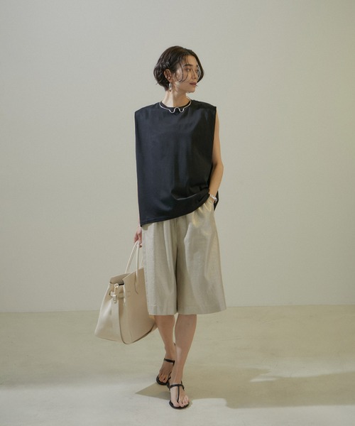 SALON adam et rope'（サロン アダム エ ロペ）の「プリマベールショルダータックノースリーブプルオーバー［UVケア・洗える］（Tシャツ/カットソー・レディース・ホワイト/チャコールグレー/ブラック/ピンク・FREE）」の9枚目の写真