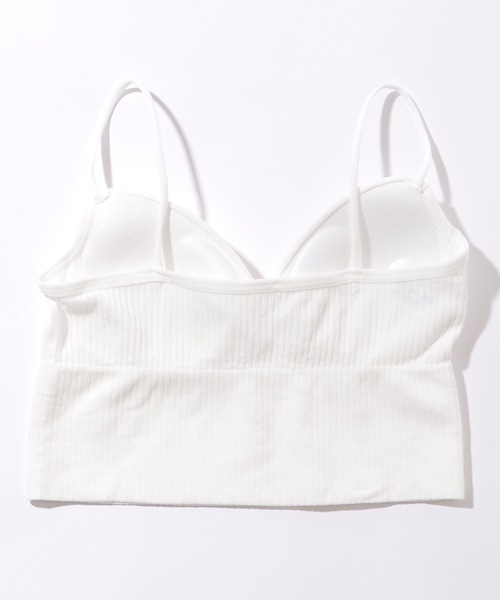 Lace Ladies（レースレディース）の「Vネック クロップド リブ カップ付き キャミソール（キャミソール・レディース・ブラック/グリーン/ホワイト/モカ・FREE）」の11枚目の写真