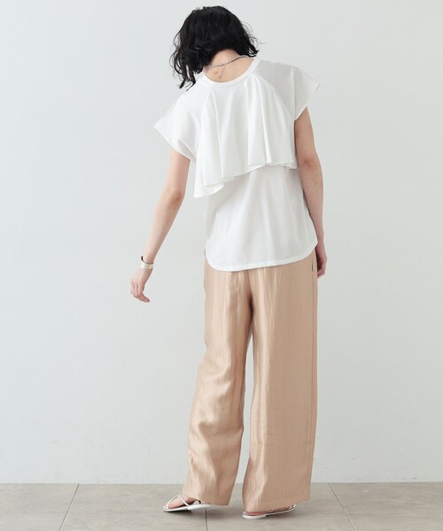 GALLEST(ギャレスト)の「◆2WAYラッフルカットソー(Tシャツ/カットソー・レディース・ホワイト/ブラウン系その他/ブラック・38)」の9枚目の写真