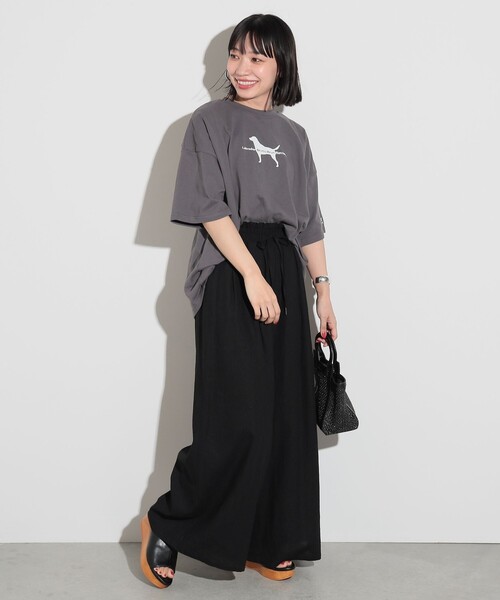 Labrador Retriever(ラブラドールリトリーバー)の「BEAMS HEART / Labrador Retriever フロッキープリント ドッグ Tシャツ(Tシャツ/カットソー・レディース・チャコールグレー/オフホワイト・FREE)」の8枚目の写真