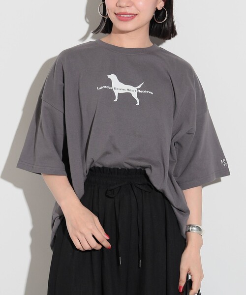 Labrador Retriever(ラブラドールリトリーバー)の「BEAMS HEART / Labrador Retriever フロッキープリント ドッグ Tシャツ(Tシャツ/カットソー・レディース・チャコールグレー/オフホワイト・FREE)」の9枚目の写真