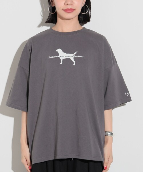 Labrador Retriever(ラブラドールリトリーバー)の「BEAMS HEART / Labrador Retriever フロッキープリント ドッグ Tシャツ(Tシャツ/カットソー・レディース・チャコールグレー/オフホワイト・FREE)」の11枚目の写真