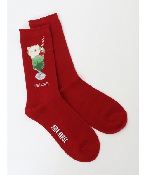 PINK HOUSE（ピンクハウス）の「クリームソーダ柄ソックス（ソックス/靴下・レディース・レッド/ブラック/アイボリー/ミント/ライトイエロー・フリー）」の8枚目の写真