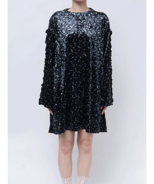 merry jenny（メリージェニー）の「flowerベロアミニワンピース（ワンピース・レディース・ブラック/グリーン・FREE）」の3枚目の写真