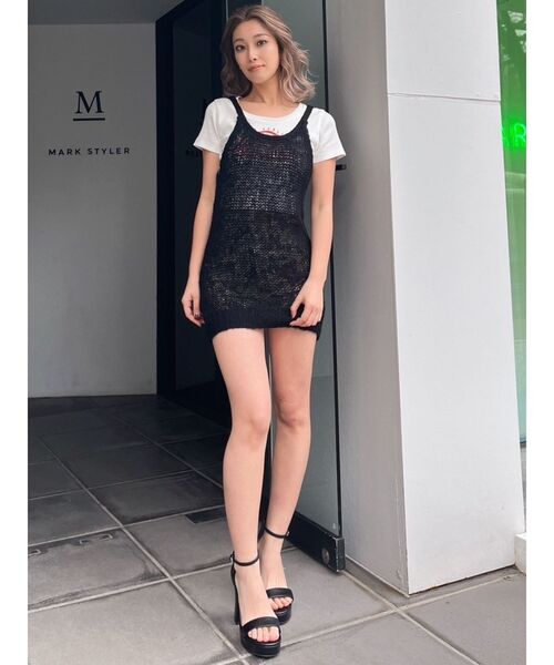 GYDA（ジェイダ）の「Sheerモヘアニットキャミチュニックトップス（キャミソール・レディース・グレー/ブラック・FREE）」の7枚目の写真