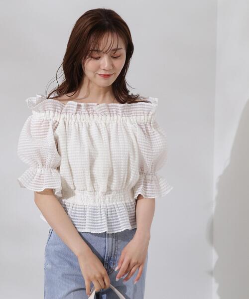 PROPORTION BODY DRESSING（プロポーションボディドレッシング）の「シアーチェックシャーリングブラウス / 1214210601（シャツ/ブラウス・レディース・ブラック/ホワイト系その他/ピンク・FREE）」の14枚目の写真