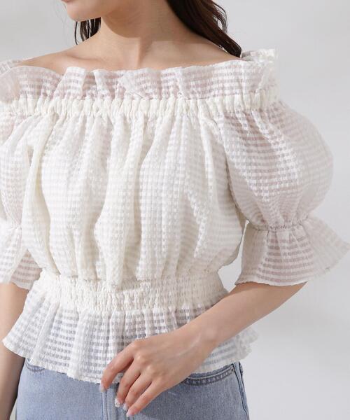 PROPORTION BODY DRESSING（プロポーションボディドレッシング）の「シアーチェックシャーリングブラウス / 1214210601（シャツ/ブラウス・レディース・ブラック/ホワイト系その他/ピンク・FREE）」の19枚目の写真