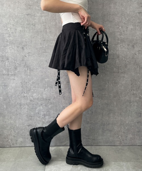 dispark（ディスパーク）の「DISPARK/ベルト付きフリルアイレットスカート（スカート・レディース・ブラック・FREE）」の5枚目の写真