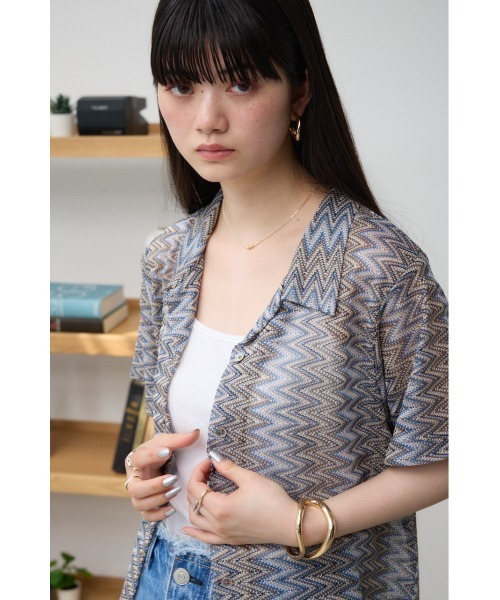 AZUL by moussy(アズールバイマウジー)の「ガラアミカーディガン(カーディガン/ボレロ・レディース・ブラウン/ブラック・FREE)」の9枚目の写真