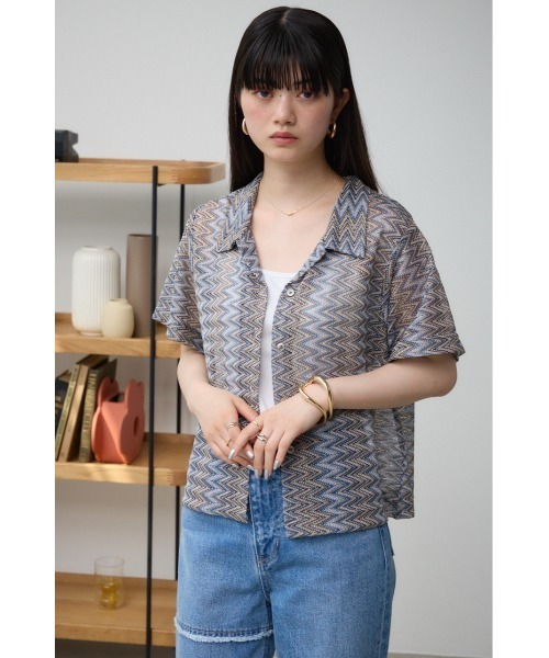 AZUL by moussy(アズールバイマウジー)の「ガラアミカーディガン(カーディガン/ボレロ・レディース・ブラウン/ブラック・FREE)」の10枚目の写真