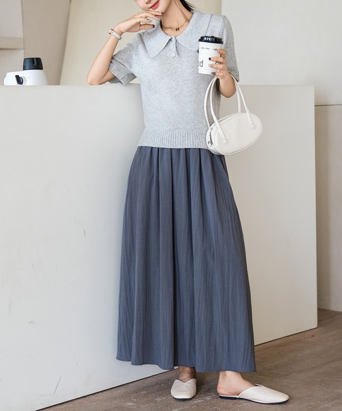 BANICO（バニコ）の「【Banico】 ニットポロシャツ (SS)（ポロシャツ・レディース・ベージュ/グレー・FREE）」の6枚目の写真