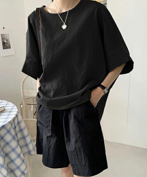 COCOMOMO(ココモモ)の「コットンリネンドルマンスリーブトップス(シャツ/ブラウス・レディース・ブラック/ブルー/ホワイト/ダークブラウン・M/L)」の2枚目の写真