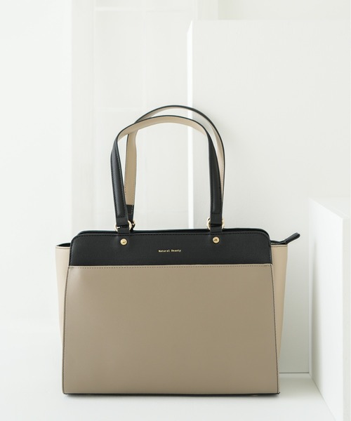 NATURAL BEAUTY(ナチュラルビューティー)の「【NATURAL BEAUTY/ナチュラルビューティー】 Amie アミ トートバッグ(トートバッグ・レディース・ピンク/ベージュ系その他/ブラック/ベージュ・FREE)」の3枚目の写真