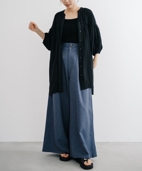refinedworks（リファインドワークス）の「【refinedworks】 夏にピッタリな軽く涼し気なチュニック！（シャツ/ブラウス・レディース・ブルー/グレイッシュベージュ/ブラック・FREE）」の9枚目の写真