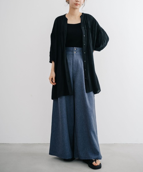 refinedworks（リファインドワークス）の「【refinedworks】 夏にピッタリな軽く涼し気なチュニック！（シャツ/ブラウス・レディース・ブルー/グレイッシュベージュ/ブラック・FREE）」の8枚目の写真