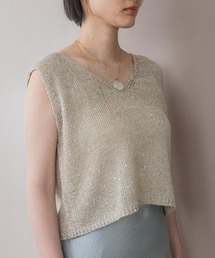A part by | スパンコールVネックノースリーブ(ニット/セーター)