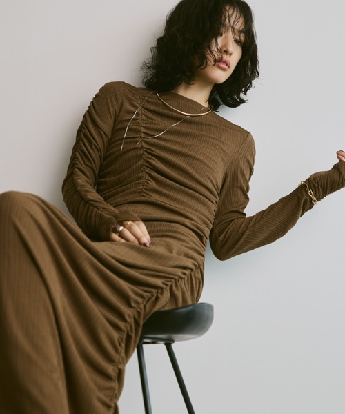Aunt Marie's(アントマリーズ)の「メニーシャーリングランダムリブロングワンピース(ワンピース・レディース・ブラック/ブラウン・FREE)」の10枚目の写真