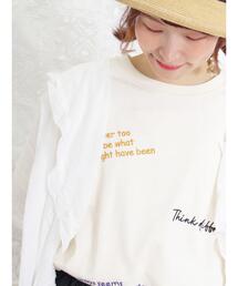 Samansa Mos2 | ◎ランダムロゴ刺繍Tシャツ(Tシャツ/カットソー)