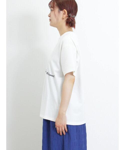 Samansa Mos2(サマンサ モスモス)の「◎ランダムロゴ刺繍Tシャツ(Tシャツ/カットソー・レディース・キナリ/オフホワイト/チャコールグレー・F)」の21枚目の写真