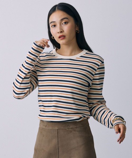 BABYLONE(バビロン)の「マリブフライスボーダーカットソー(Tシャツ/カットソー・レディース・ブラック/オレンジ・フリー)」の2枚目の写真