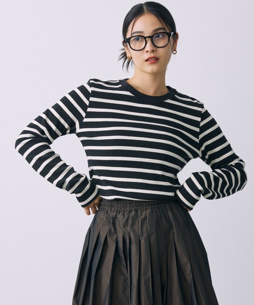 BABYLONE(バビロン)の「マリブフライスボーダーカットソー(Tシャツ/カットソー・レディース・ブラック/オレンジ・フリー)」の1枚目の写真