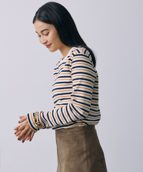 BABYLONE(バビロン)の「マリブフライスボーダーカットソー(Tシャツ/カットソー・レディース・ブラック/オレンジ・フリー)」の10枚目の写真