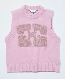 GANNI | GANNI/ガニー GRAPHIC WOOL MIX KNIT / K2217 / K2252 / バタフライロゴ ラメニットベスト(ベスト)