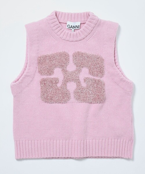 限定出品❣️ GANNI ガニー　ニット　ベスト　ロゴ　バタフライ GANNI（ガニー）の「GANNI/ガニー GRAPHIC WOOL MIX KNIT