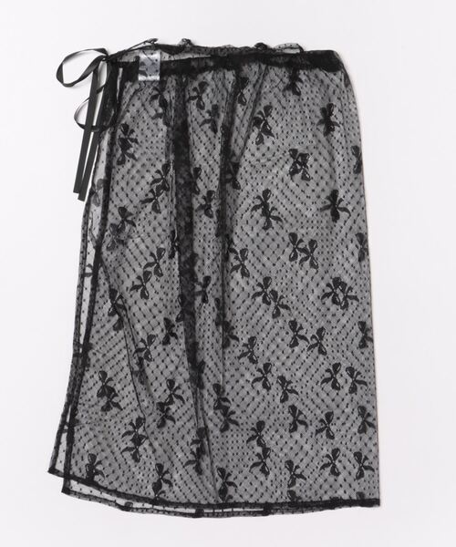 SPINNS（スピンズ）の「リボン柄レース巻きロングスカート（スカート・レディース・ホワイト系その他/ブラック系その他・ONESIZE）」の3枚目の写真