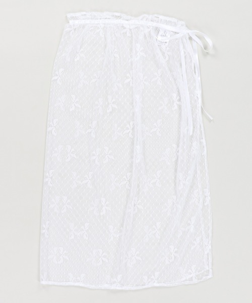 SPINNS（スピンズ）の「リボン柄レース巻きロングスカート（スカート・レディース・ホワイト系その他/ブラック系その他・ONESIZE）」の2枚目の写真