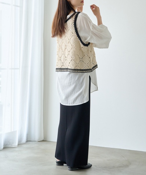 【完売品！美品✨】ピュアルセシン　クロシェット風レースブラウス クロシェット風レースブラウス | PUAL CE CIN(ピュアルセシン