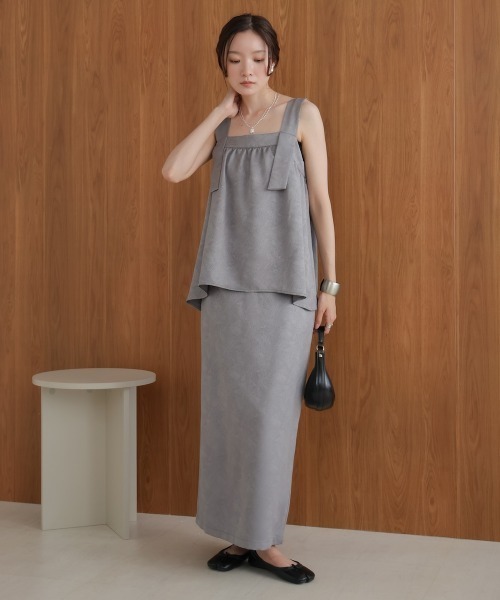 Bab(バブ)の「【セットアップ対応/S・Mサイズ展開】マットサテンナロースカート(スカート・レディース・ベージュ/ブラック/ライトグレー・M/S)」の10枚目の写真