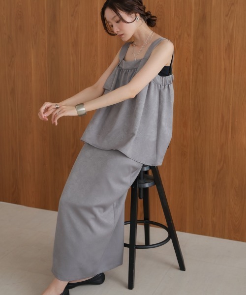 Bab(バブ)の「【セットアップ対応/S・Mサイズ展開】マットサテンナロースカート(スカート・レディース・ベージュ/ブラック/ライトグレー・M/S)」の12枚目の写真