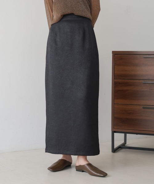 Bab(バブ)の「【セットアップ対応/S・Mサイズ展開】マットサテンナロースカート(スカート・レディース・ベージュ/ブラック/ライトグレー・M/S)」の4枚目の写真