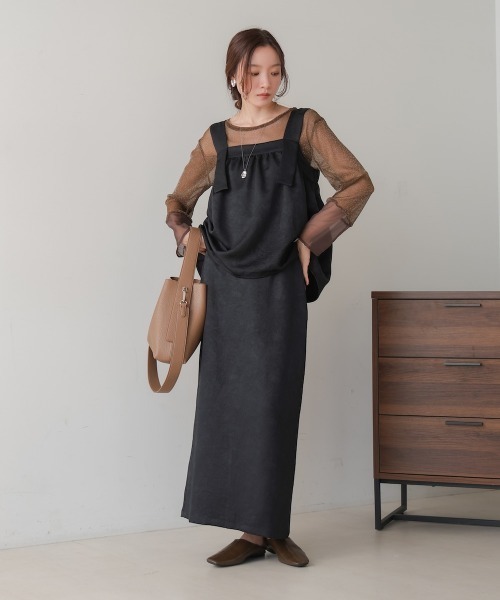 Bab(バブ)の「【セットアップ対応/S・Mサイズ展開】マットサテンナロースカート(スカート・レディース・ベージュ/ブラック/ライトグレー・M/S)」の5枚目の写真