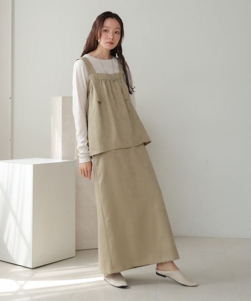 Bab(バブ)の「【セットアップ対応/S・Mサイズ展開】マットサテンナロースカート(スカート・レディース・ベージュ/ブラック/ライトグレー・M/S)」の17枚目の写真