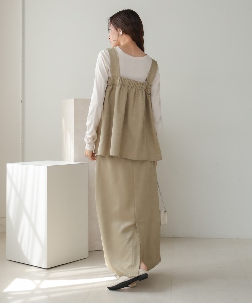 Bab(バブ)の「【セットアップ対応/S・Mサイズ展開】マットサテンナロースカート(スカート・レディース・ベージュ/ブラック/ライトグレー・M/S)」の19枚目の写真