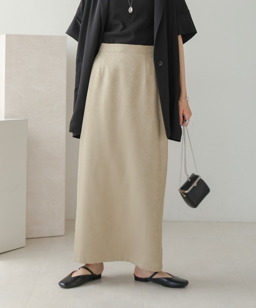 Bab(バブ)の「【セットアップ対応/S・Mサイズ展開】マットサテンナロースカート(スカート・レディース・ベージュ/ブラック/ライトグレー・M/S)」の22枚目の写真