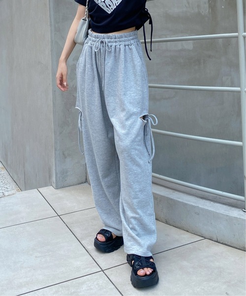 INGNI（イング）の「サイドカットリボンスウェットパンツ（スウェットパンツ・レディース・ブラック/グレー・FREE）」の10枚目の写真