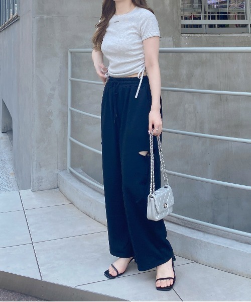 INGNI（イング）の「サイドカットリボンスウェットパンツ（スウェットパンツ・レディース・ブラック/グレー・FREE）」の7枚目の写真