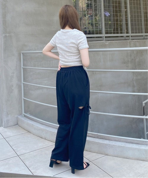 INGNI（イング）の「サイドカットリボンスウェットパンツ（スウェットパンツ・レディース・ブラック/グレー・FREE）」の9枚目の写真