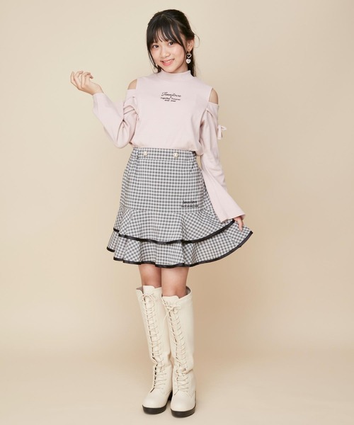 JENNI love（ジェニィラブ）の「【セットアップ対応】パールボタンティアードスカート（スカート・キッズ・ブラック/ベージュ・160cm/150cm/140cm/130cm）」の5枚目の写真