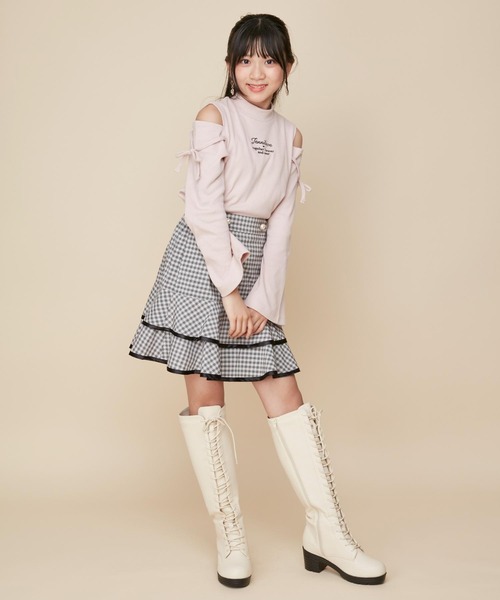 JENNI love（ジェニィラブ）の「【セットアップ対応】パールボタンティアードスカート（スカート・キッズ・ブラック/ベージュ・160cm/150cm/140cm/130cm）」の6枚目の写真